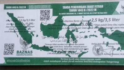 Resmi dari Baznas, Besaran Zakat Fitrah 1443 H/2022 untuk Kabupaten/Kota Tangerang, Cek di Sini