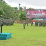 Upacara Peringatan Hari Juang TNI AD KE-77 di Korem 174/ATW