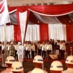 Presiden Jokowi Pimpin Upacara Parade Senja di Kemhan