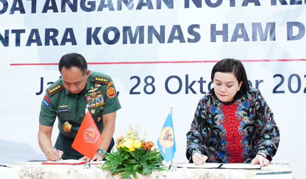 TNI dan Komnas HAM Tanda Tangani MoU Peningkatan Kerjasama Pemajuan dan Perlindungan HAM