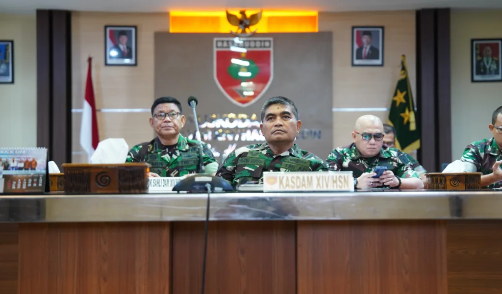 Kasdam XIV/Hsn Ikuti Rakor Pilkada Ulang dan Pemungutan Suara Ulang Hasil Pemilukada Serentak tahun 2024 Secara Vicon