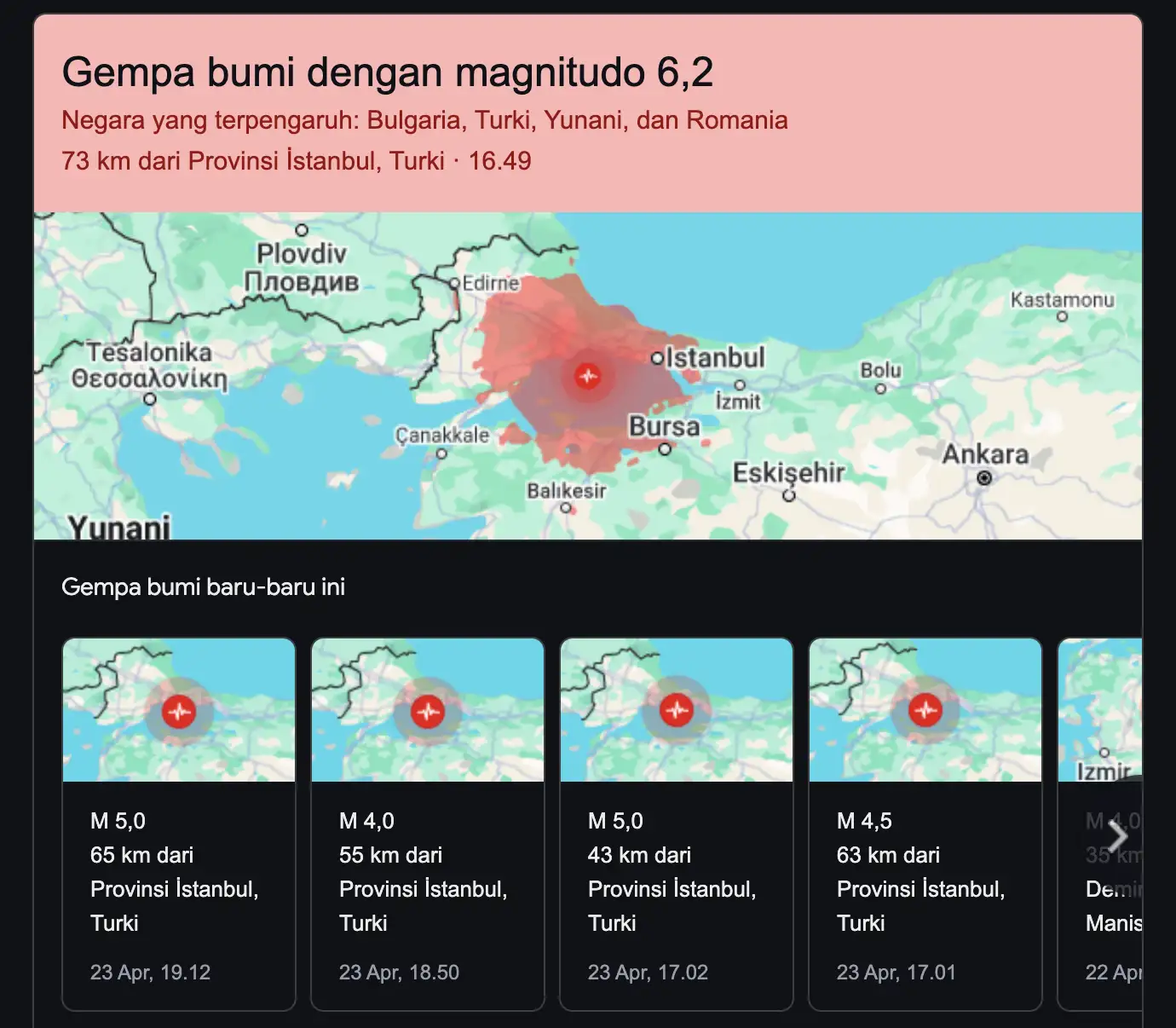 Gempa Dahsyat Guncang Istanbul, 151 Orang Terluka