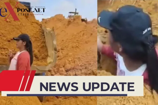 Seorang Ibu-ibu ditimbun tanah