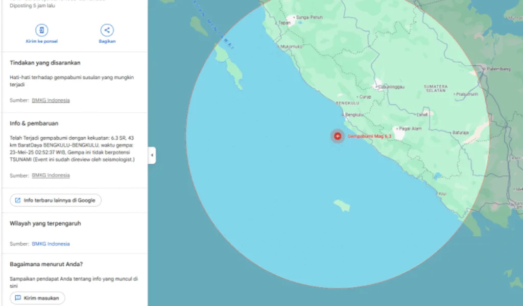 Gempa Magnitudo 6.3 Guncang Bengkulu, 584 Jiwa Terdampak