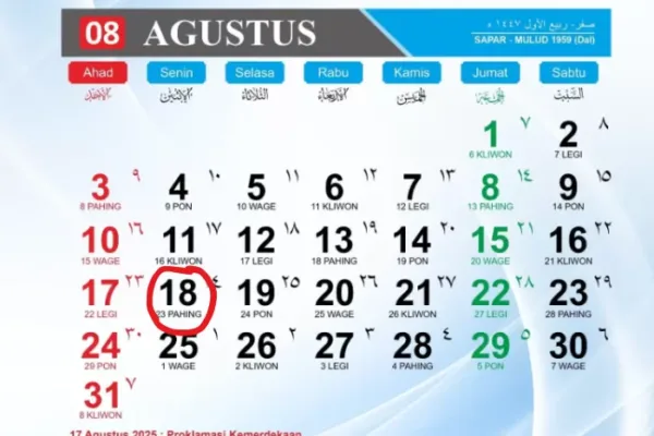 Pemerintah Tetapkan 18 Agustus 2025 Libur
