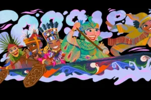 Google Doodle HUT ke-80 RI Angkat Tradisi Pacu Jalur, Jadi Sorotan Dunia