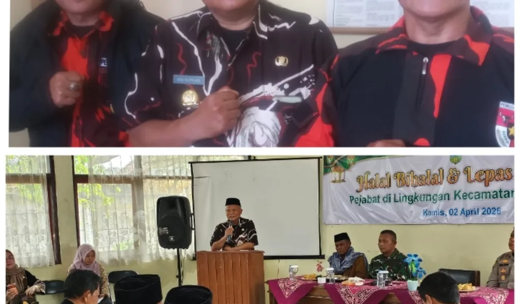Lepas Sambut Kapolsek Dan Camat Mangunreja Warnai Acara Halal Bihalal Dilingkungan Kecamatan Mangunreja
